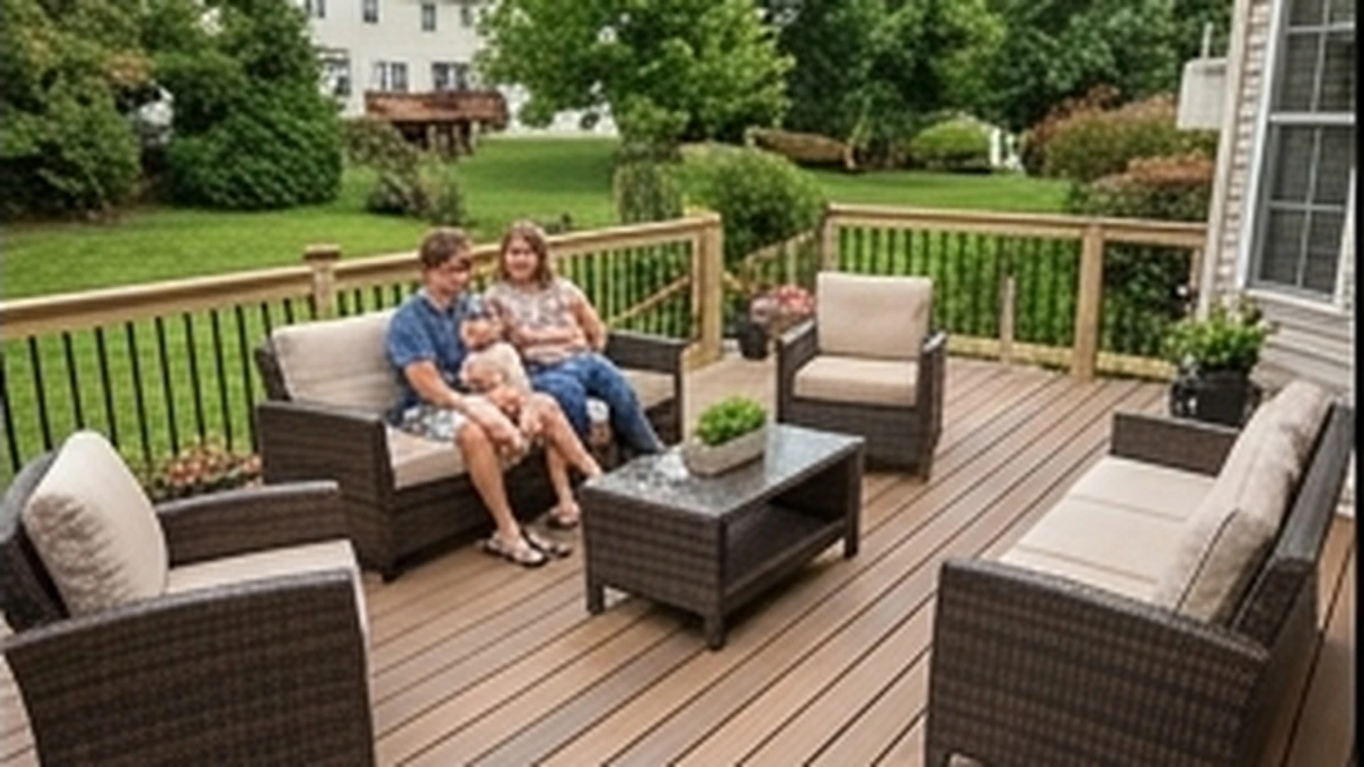 Outdoor living upgrades connected to a finished deck