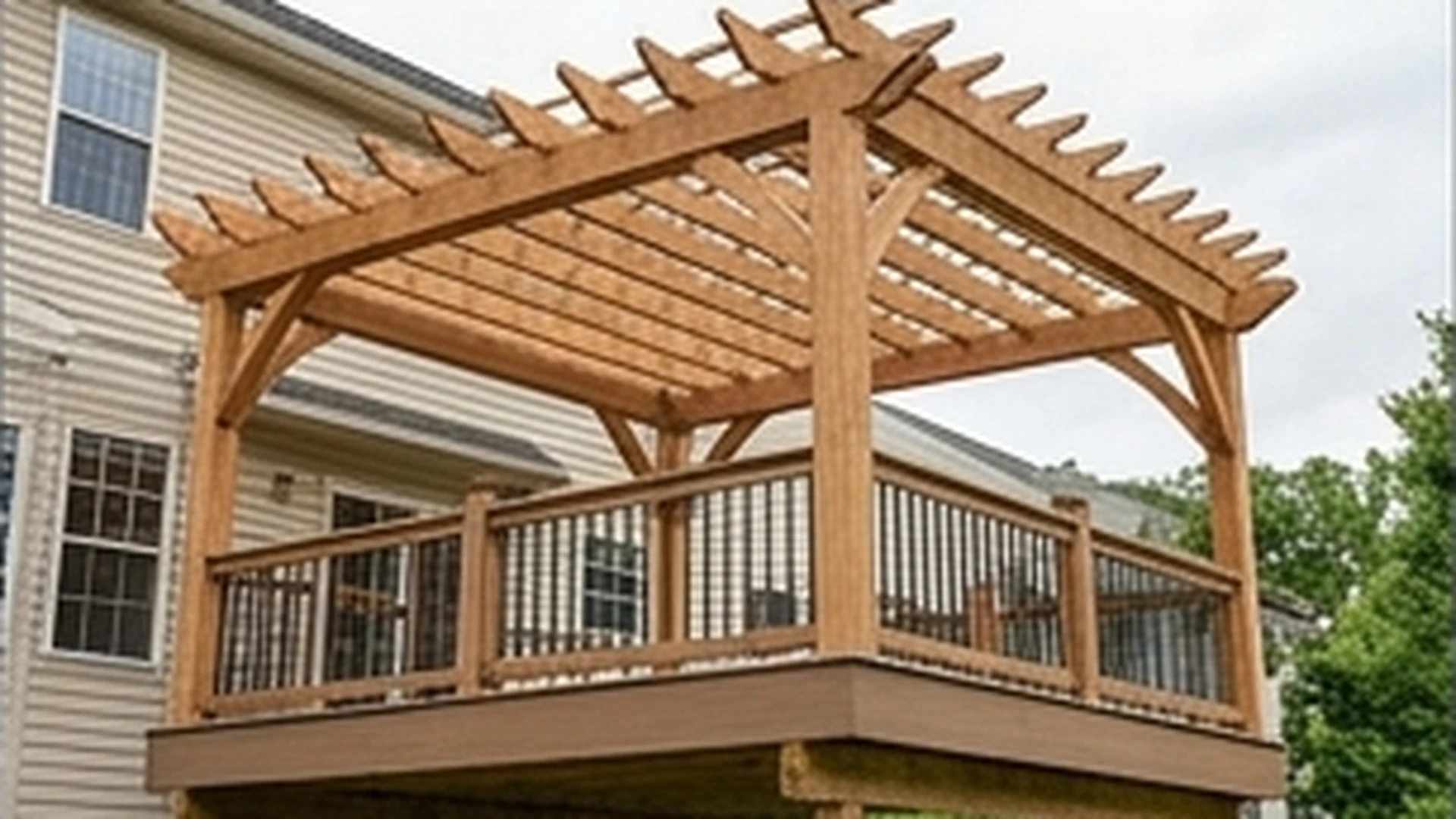 Homeowner reviewing deck plans and material samples outdoors